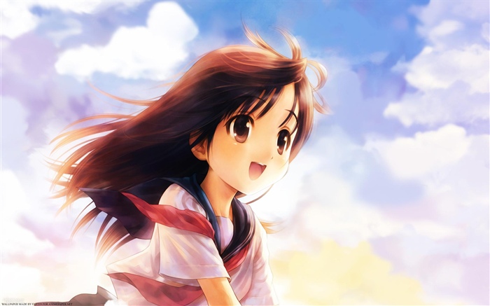 Счастливая аниме девушка, милая обои,s изображение