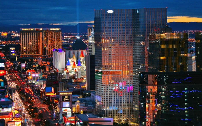 Лас-Вегас, США, ночной город, небоскребы обои,s изображение