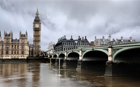 Лондон, река, мост, Биг-Бен, Англия HD обои