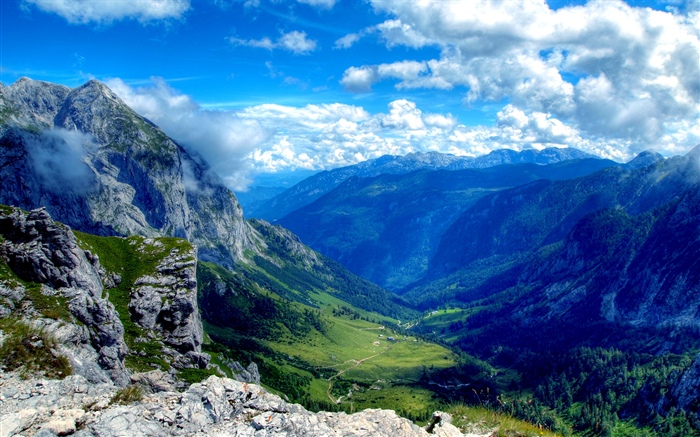 Горы, долина, красивейший ландшафт природы обои,s изображение