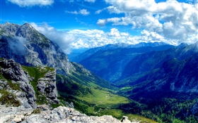 Горы, долина, красивейший ландшафт природы HD обои