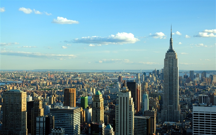 Нью-Йорк, город, небоскребы, небо, облака, США обои,s изображение