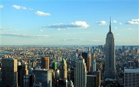 Нью-Йорк, город, небоскребы, небо, облака, США HD обои
