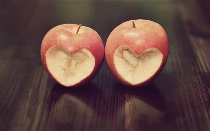 Два яблока, любовь сердца обои,s изображение