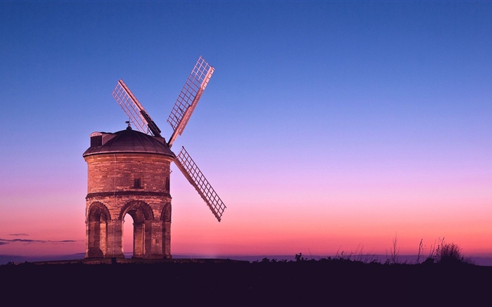 Ветряная мельница, закат обои,s изображение