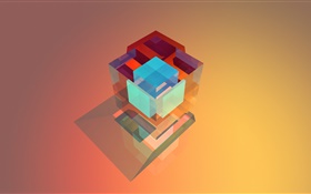 3D куб, абстракция HD обои