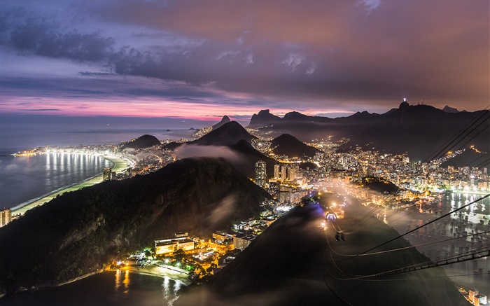 Бразилия, ночь, вид на топ, город, огни обои,s изображение