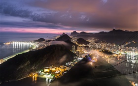 Бразилия, ночь, вид на топ, город, огни HD обои