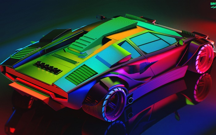 Lamborghini, Neon, красочный дизайн обои,s изображение