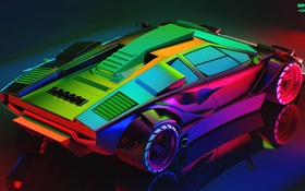 Lamborghini, Neon, красочный дизайн HD обои