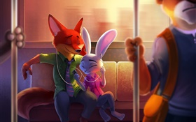 Лиса и кролик, друзья, мультфильм, Зверополис HD обои