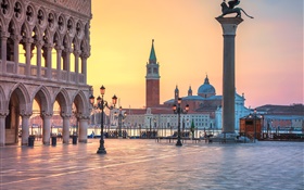 Италия, Венеция, фонарь, улица, река