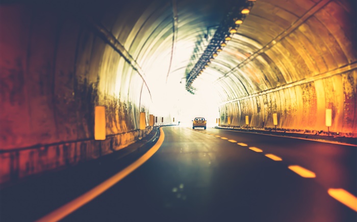 Туннель, машина, свет, дорога обои,s изображение